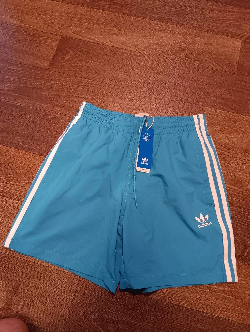 adidas Men's Teal Athletic Shorts with White 3-Stripesew Sz S New